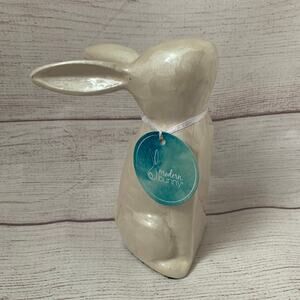 Modern Bunny Pearly White Bunny Rabbit Figurine Easter Spring Decor 6 3/4"H